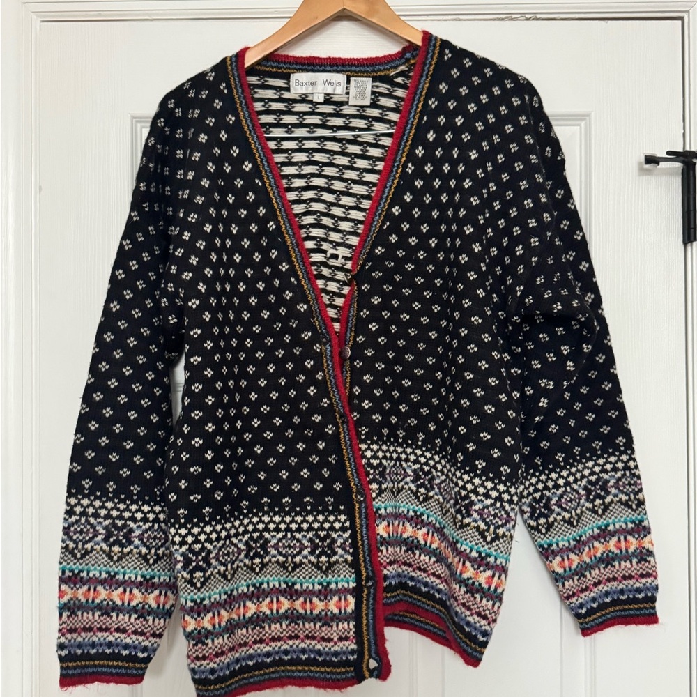 Vintage Baxter & Wells Sweater Cardigan Sz Large